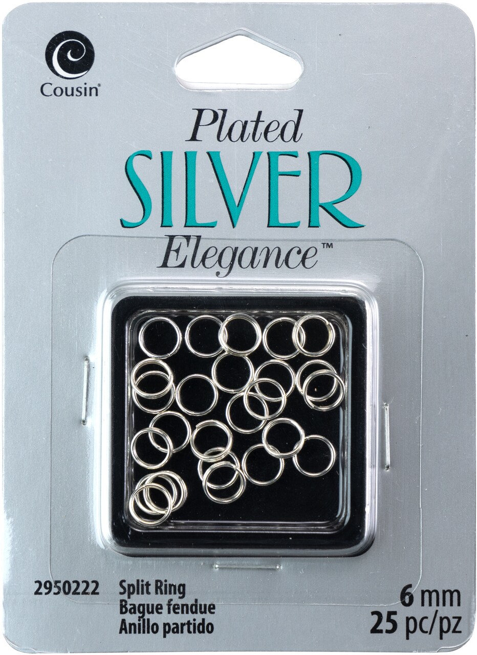 CousinDIY Plated Silver Elegance Metal Findings-Split Rings 6mm 25/Pkg